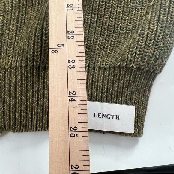 L.L. Bean  Army Green Cotton Thick Knit Zip Up Cardigan Size Large - Picture 6 of 7